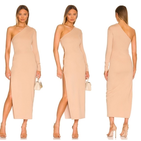 Not Yours To Keep Kyrie Midi Dress in Soft Sand